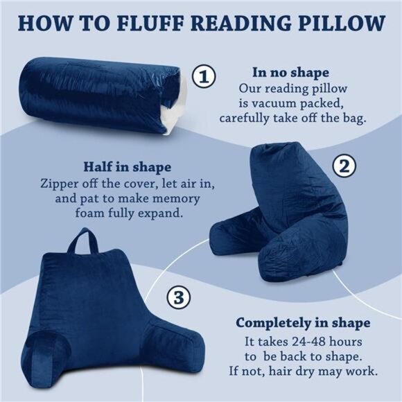 Reading Pillow with Removable Cover, Back Pillow for Sitting Up in Bed with Arms - Picture 6 of 8